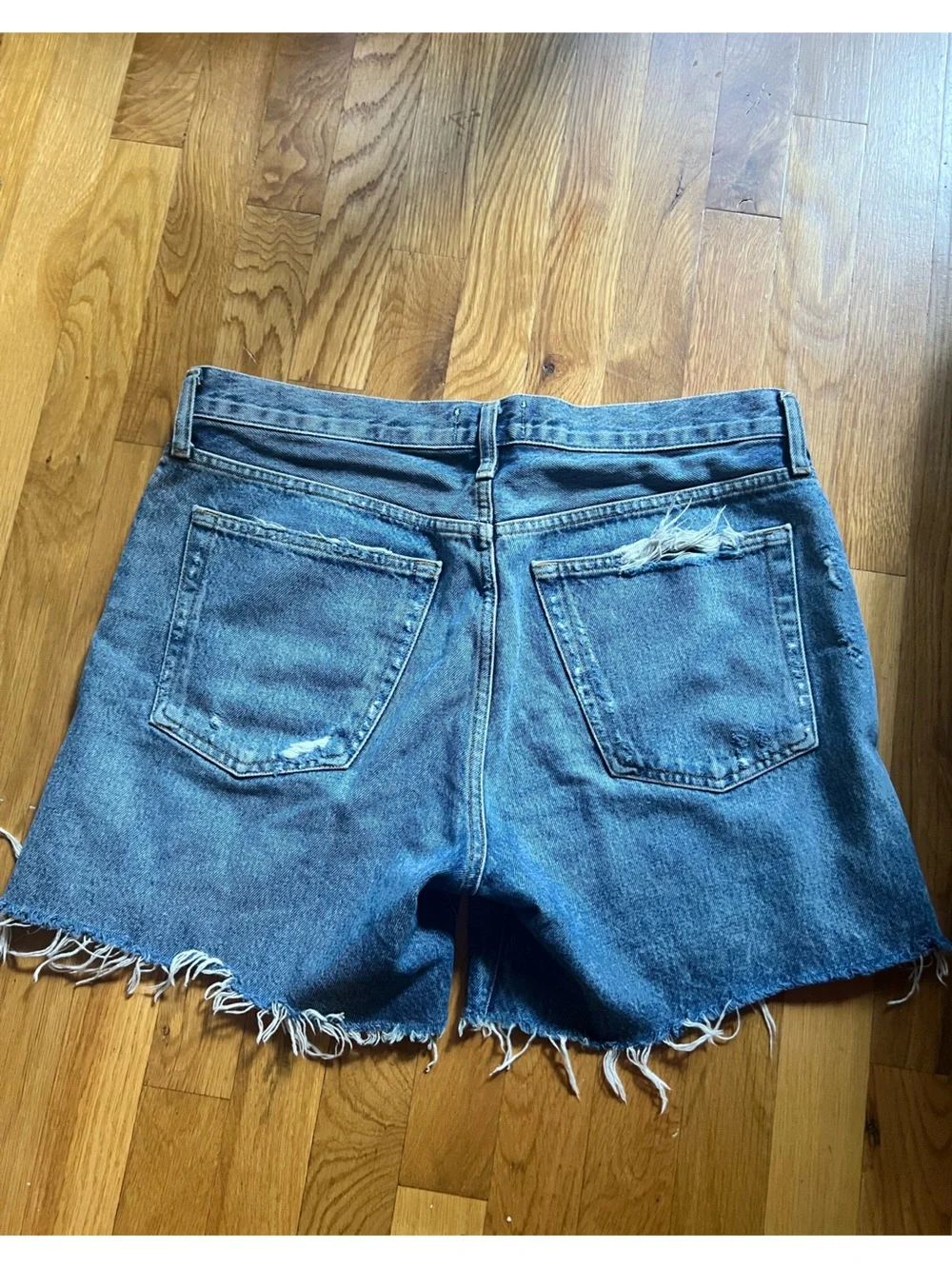 AGOLDE Parker Long Shorts Distressed Wheel Denim